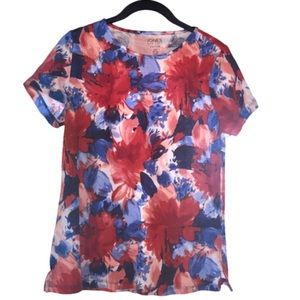 Jones NY Red, White & Blue Floral Top Small